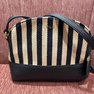 Ralph Lauren Blue & Ivory Striped Crossbody Bag